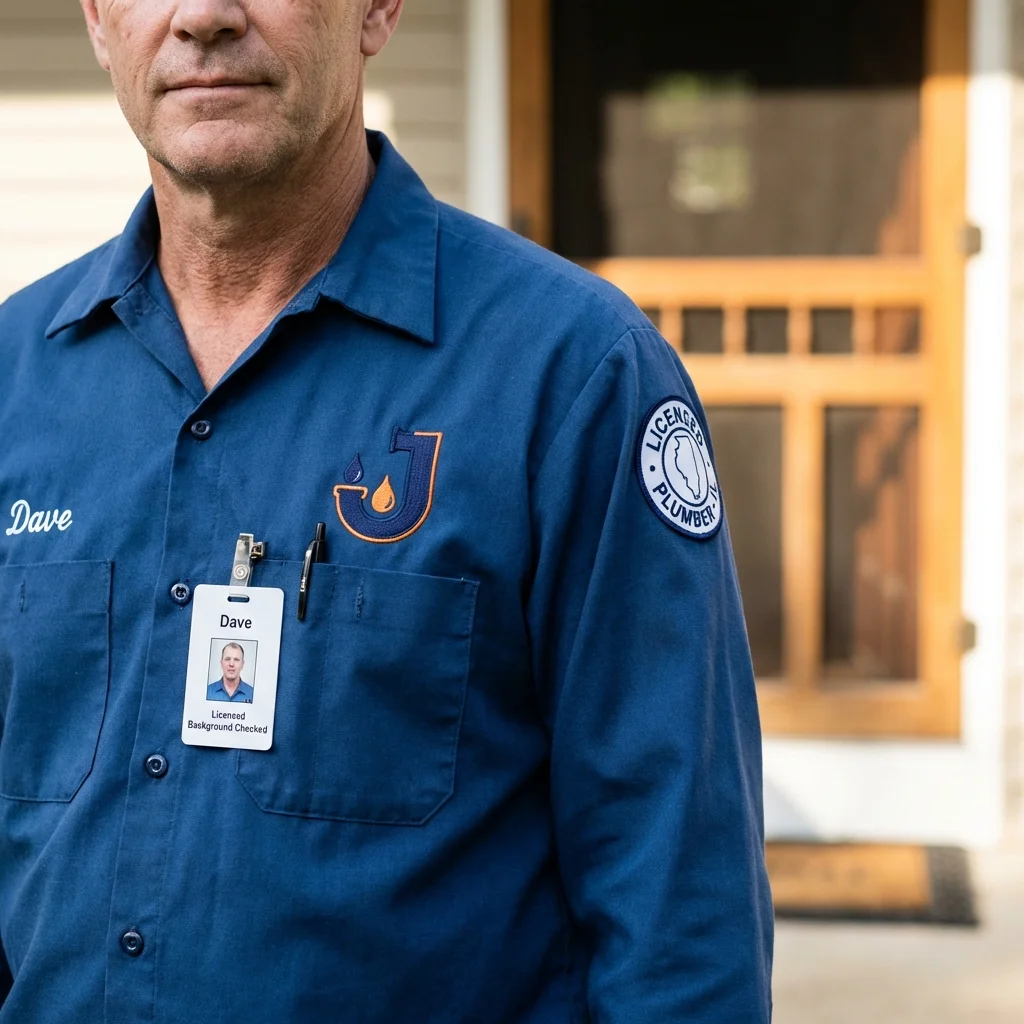 Licensed plumber showing ID badge in Fort Recovery, OH