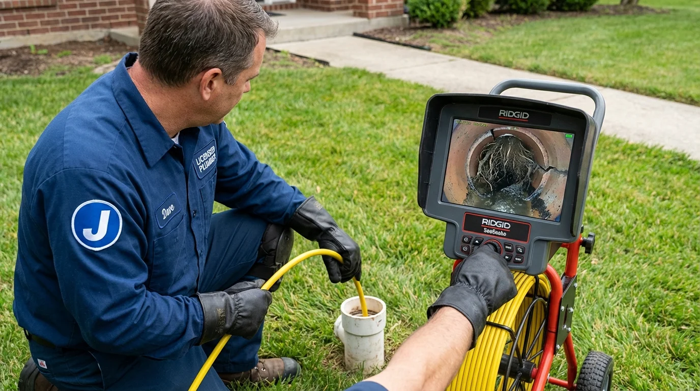 Sewer camera inspection being performed by Johns Plumbing LLC in Fort Recovery